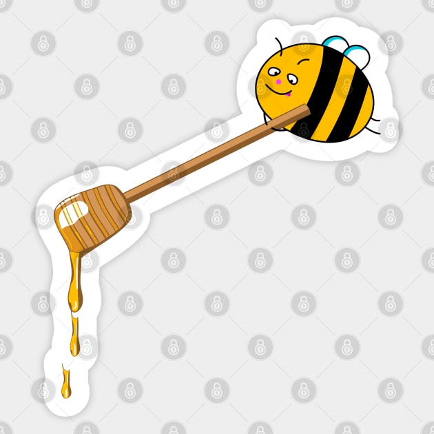 Funny bee with honey Sticker by spontania